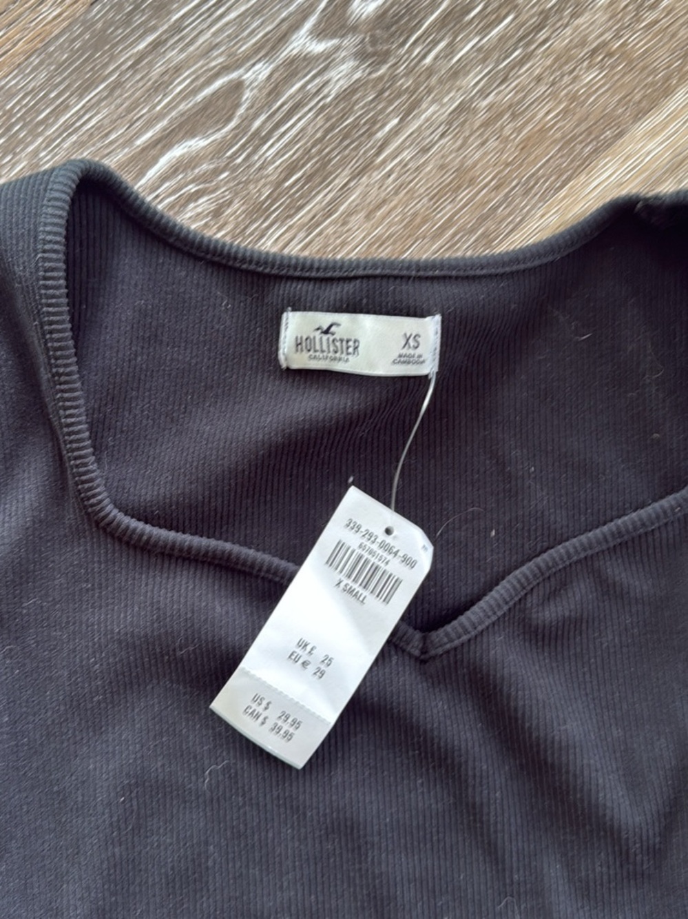 Hollister Black Ribbed V-Neck Women's Bodysuit